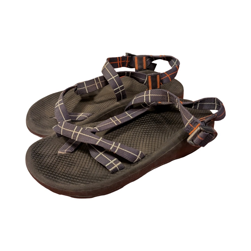 Chaco Z Cloud 2 Sandals mens 9 Blue Orange Plaid Toe Loop Athletic Hiking
